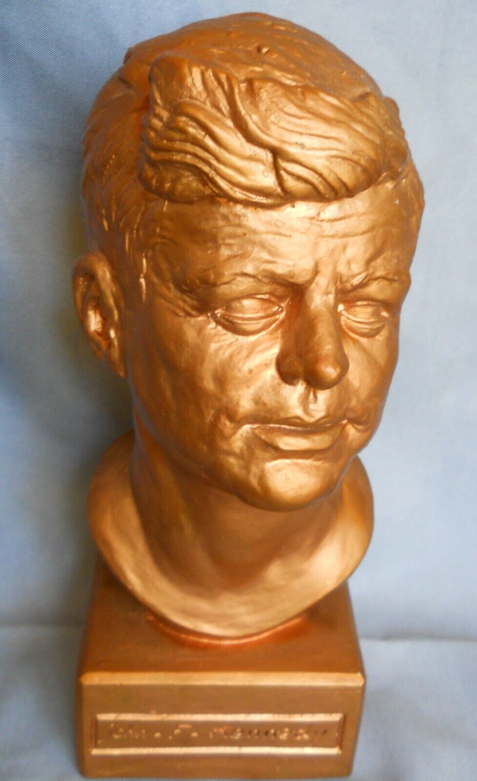1964 JFK Bust Copper-colored Plaster Wm Marotta signed Orlandi