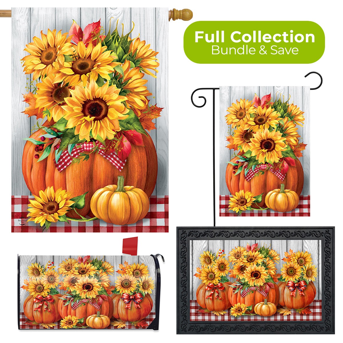 Briarwood Lane Fall Sunflowers in Pumpkin Four Piece Collection 30x18 Briarwood Lane Fall Sunflowers in Pumpkin Four Piece Collection 30x18