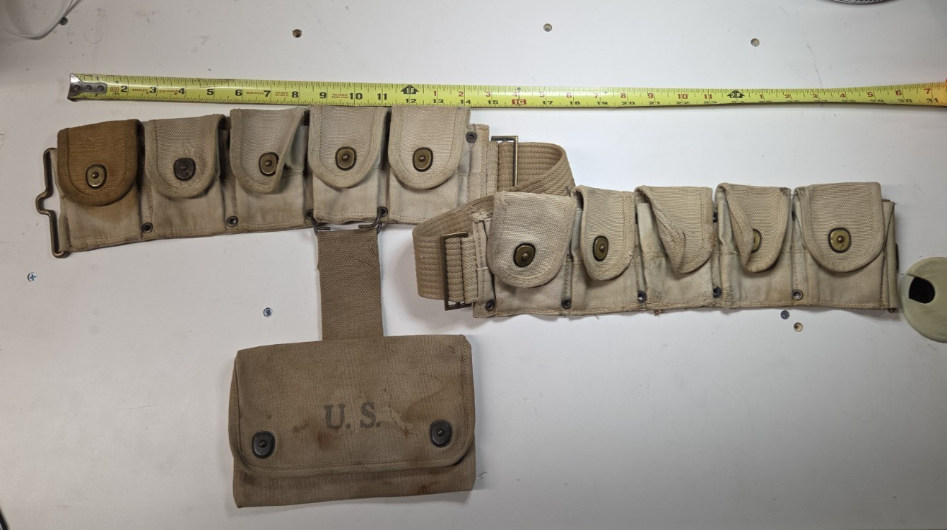 VINTAGE WWI US ARMY M1903 SPRINGFIELD 10-POCKET CARTRIDGE BELT VINTAGE WWI US ARMY M1903 SPRINGFIELD 10-POCKET CARTRIDGE BELT