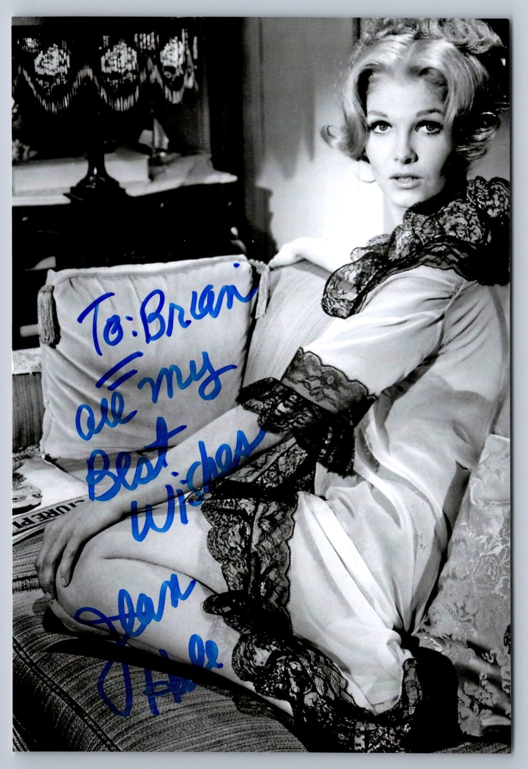 Jean Hale Autographed Photo Signed Actress Vintage Black & White Photograph