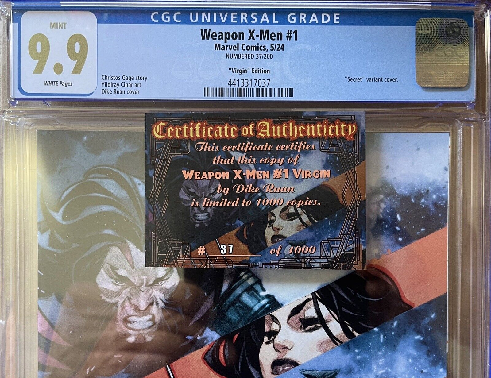WEAPON X-MEN #1 CGC 9.9.  2024 1st JANE HOWLET WOLVERINE BOOK IN HAND