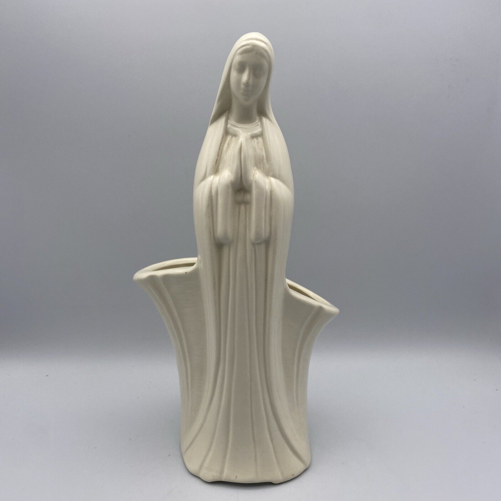 Vintage Ceramic Praying Madonna Virgin Mother Mary Figural Planter Vase MCM 11”