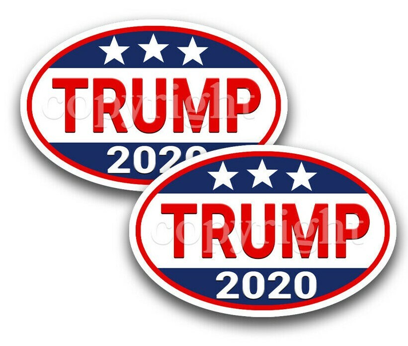 Trump 2020 Bumper Stickers Tri Star Trump 2020 Decals 5" wide 2 pack RWB Rbdr Trump 2020 Bumper Stickers Tri Star Trump 2020 Decals 5" wide 2 pack RWB Rbdr