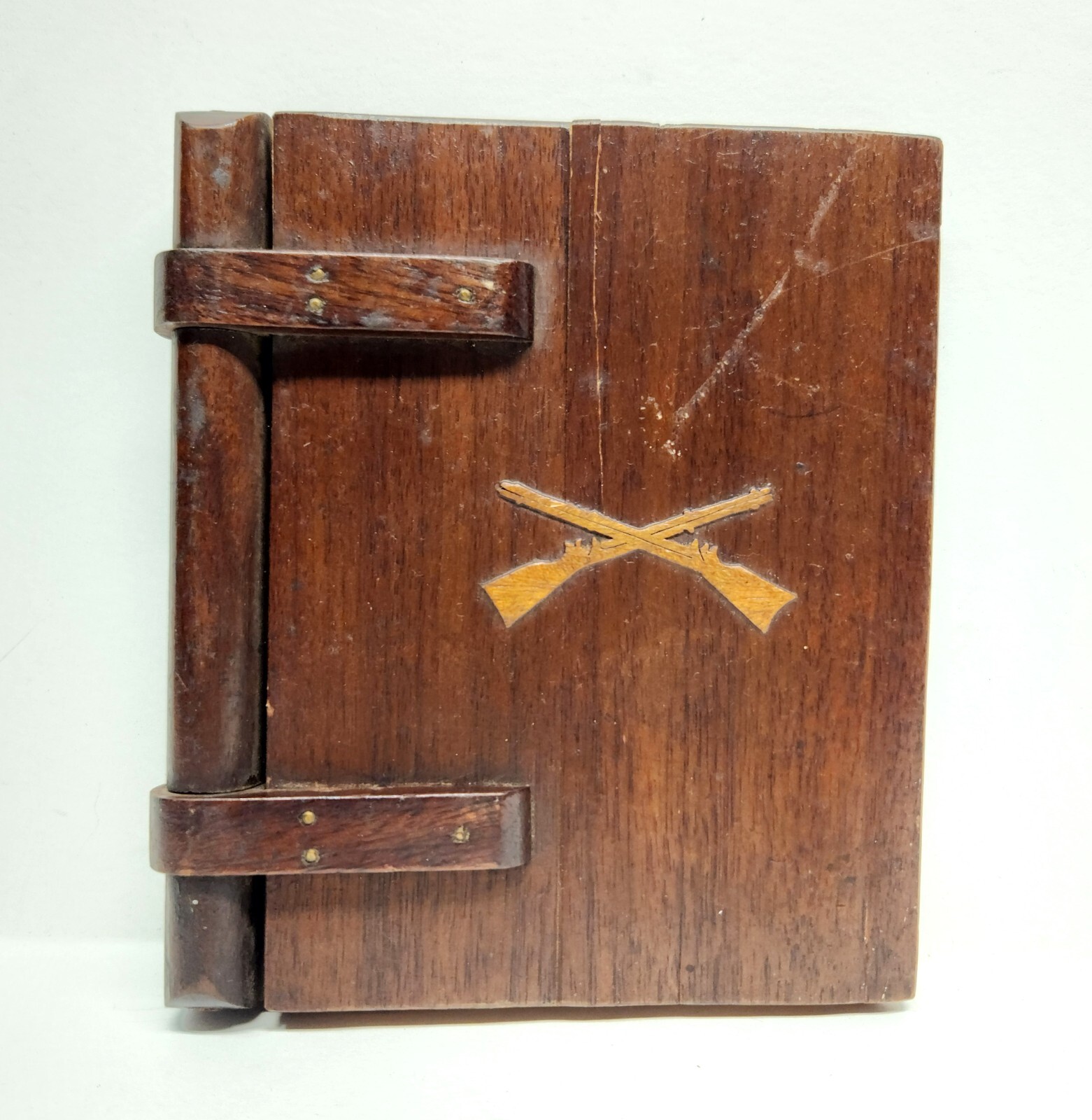 Antique Hand Made Civil War Wooden Notebook w Paper - Crossed Rifles Antique Hand Made Civil War Wooden Notebook w Paper - Crossed Rifles