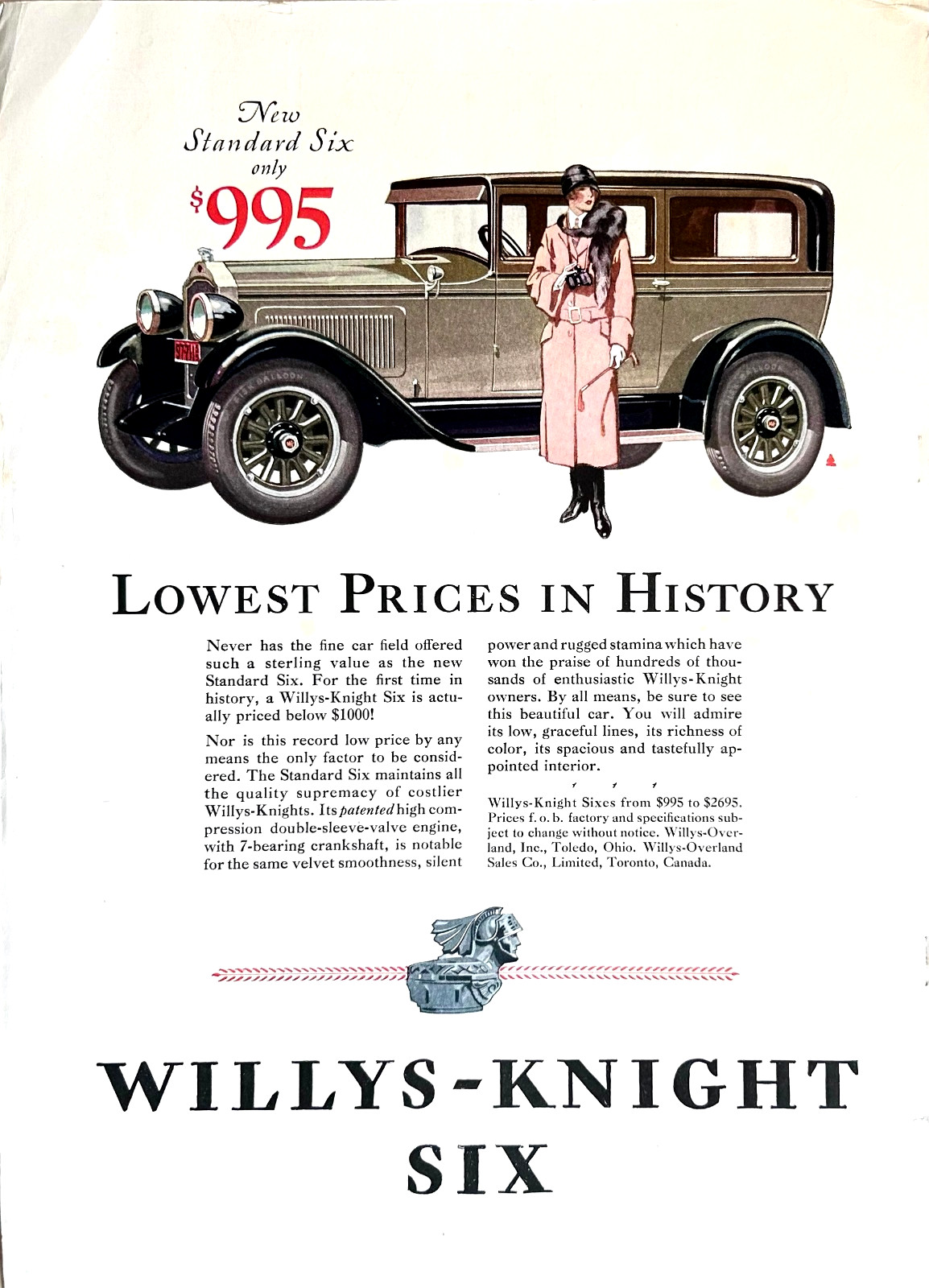 1928 Ad (10 X 14 inches) Willys Knight Standard Six Sedan $995 1928 Ad (10 X 14 inches) Willys Knight Standard Six Sedan $995