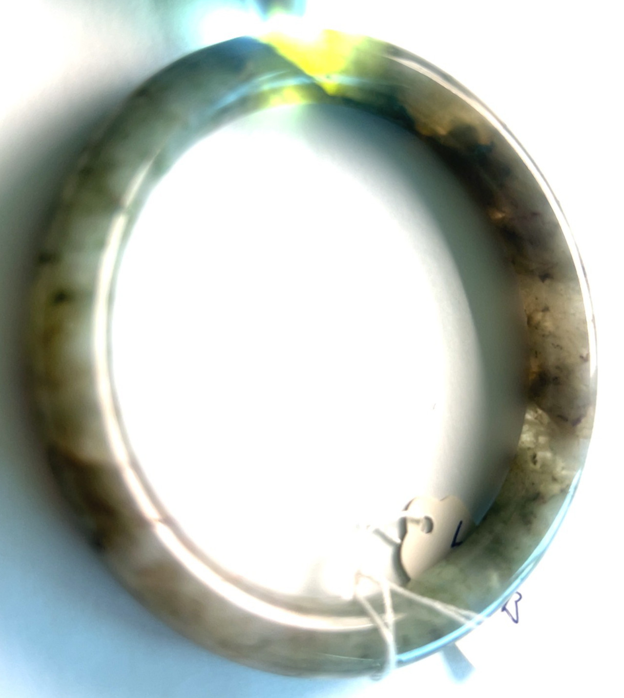 Burmese Jadeite Bangle Type A Icy Earthy Green Full Moon 61mm 196ct VRSB91