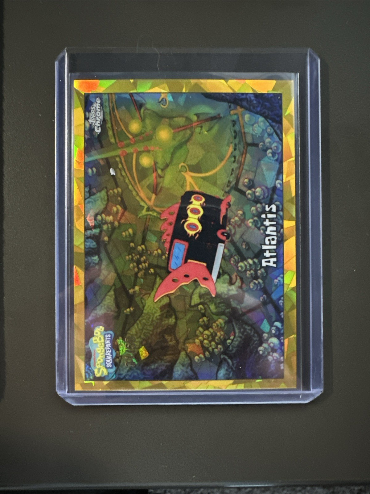2025 Topps Chrome SpongeBob Sapphire Atlantis Gold Refractor /50 #111