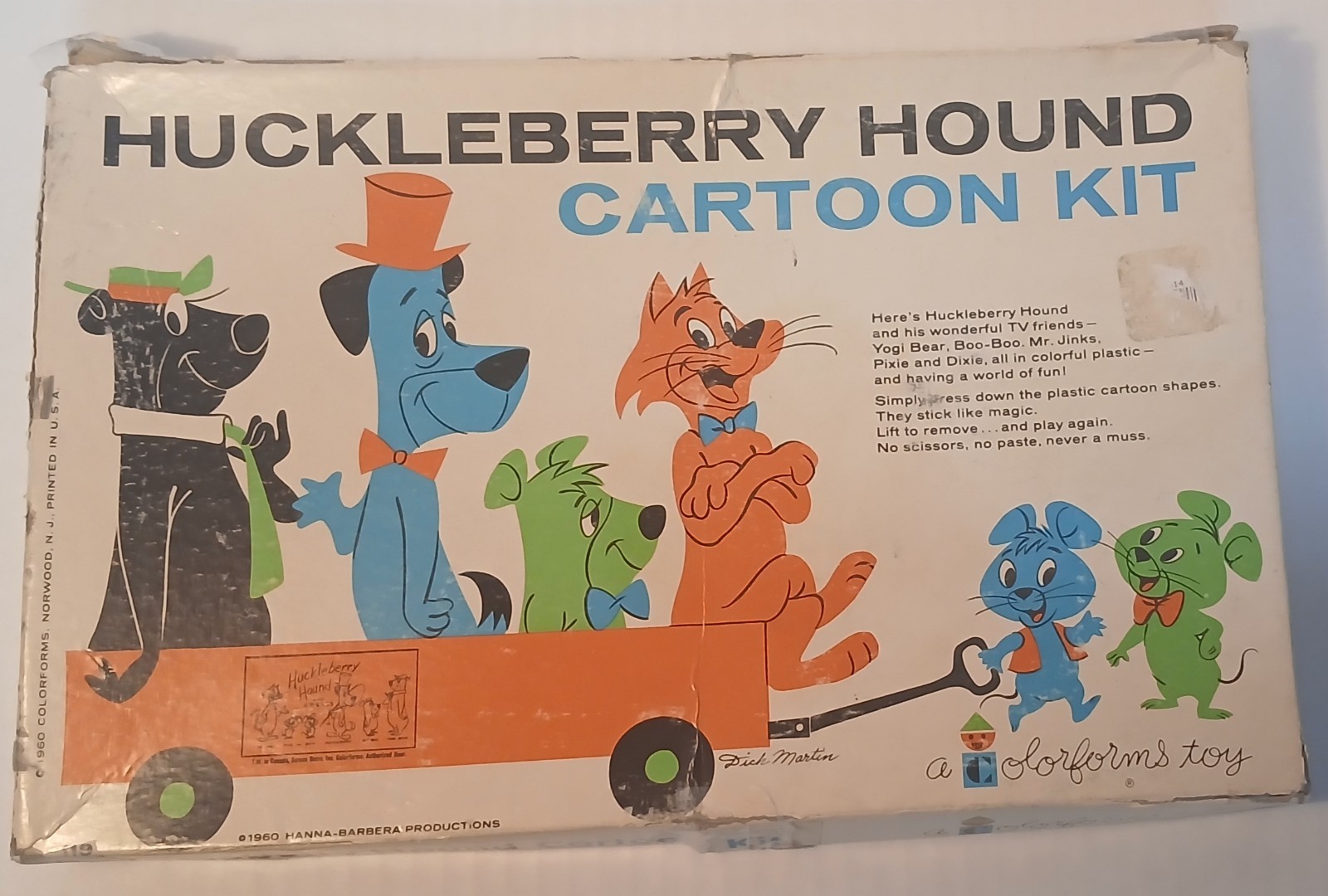 1960 Hanna Barbera Huckleberry Hound Yogi Boo Boo Colorforms Cartoon Kit NICE 1960 Hanna Barbera Huckleberry Hound Yogi Boo Boo Colorforms Cartoon Kit NICE