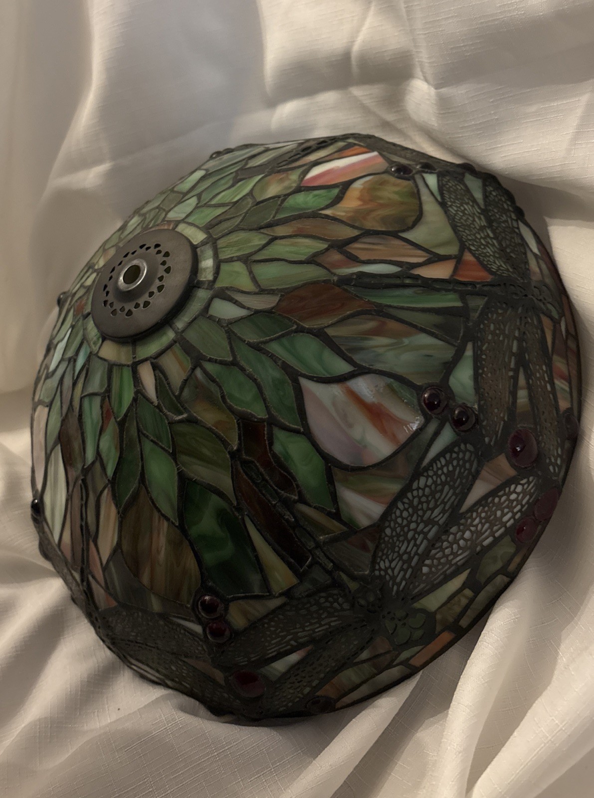 Vintage Quoizel Collectables Dragonfly Stained Glass Lamp Shade Tiffany Style