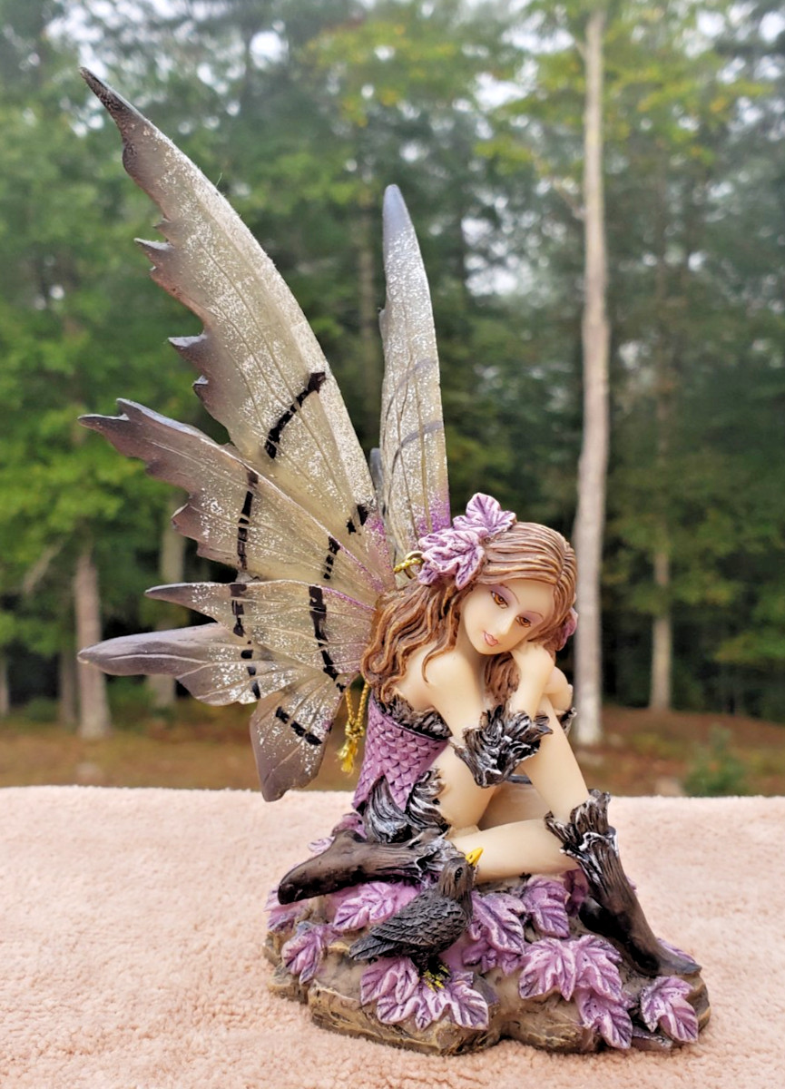 Nemesis Now "Heather" Autumn Woodland Fairy Figurine with Raven 5.91" H Purple Nemesis Now "Heather" Autumn Woodland Fairy Figurine with Raven 5.91" H Purple