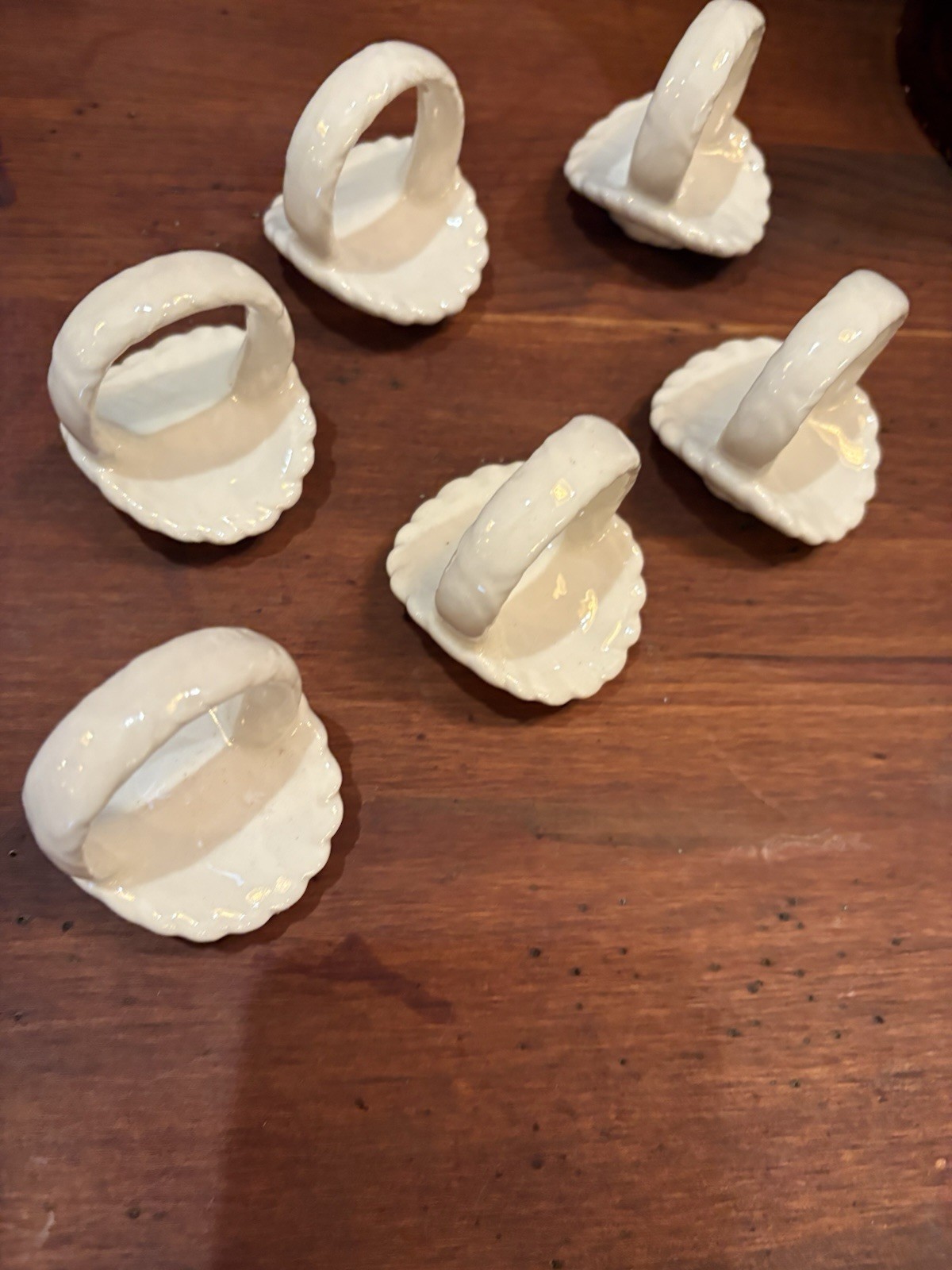 Vintage 1979 White Ceramic Napkin Ring Holders Set Of Six