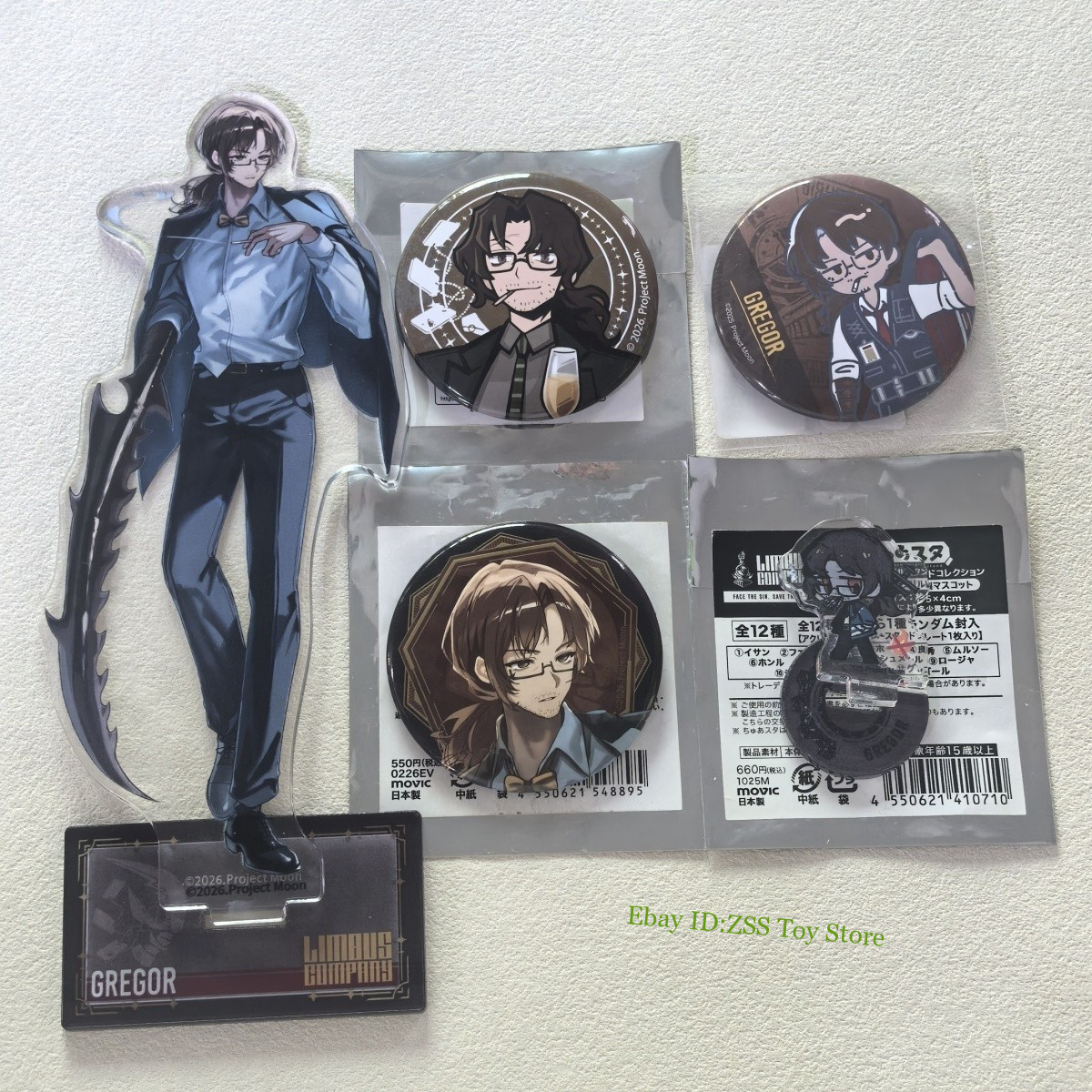 5Pcs Limbus Company Gregor Acrylic Stand Figure Model & Badge Set 5Pcs Limbus Company Gregor Acrylic Stand Figure Model & Badge Set