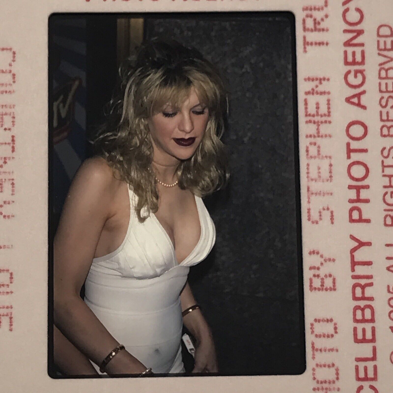 1995 Courtney Love at MTV Video Awards Photo Transparency Slide Nirvana Cobain