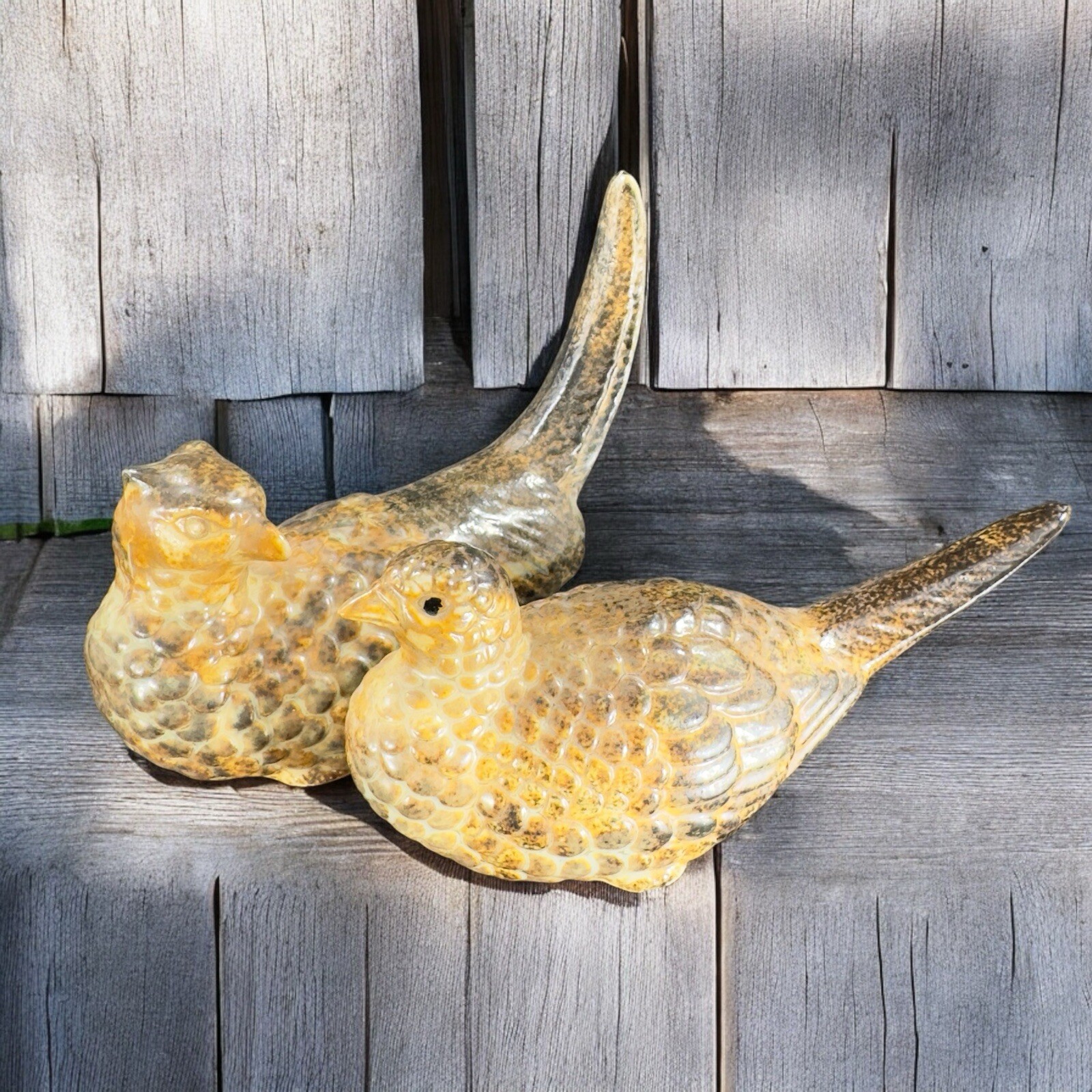 Dickmal Creations Japan Hollow Pheasant Bird Set 2 Porcelain Ceramic Birds VTG