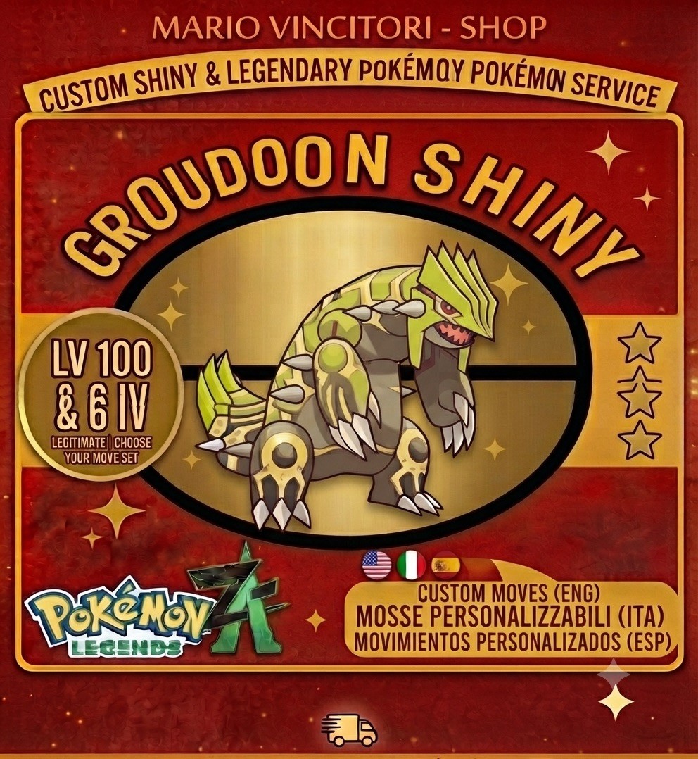 Shiny Groudon LV 100 & 6IV (Custom Moves)- Pokemon Z-A/switch- Fast 12/24h Shiny Groudon LV 100 & 6IV (Custom Moves)- Pokemon Z-A/switch- Fast 12/24h
