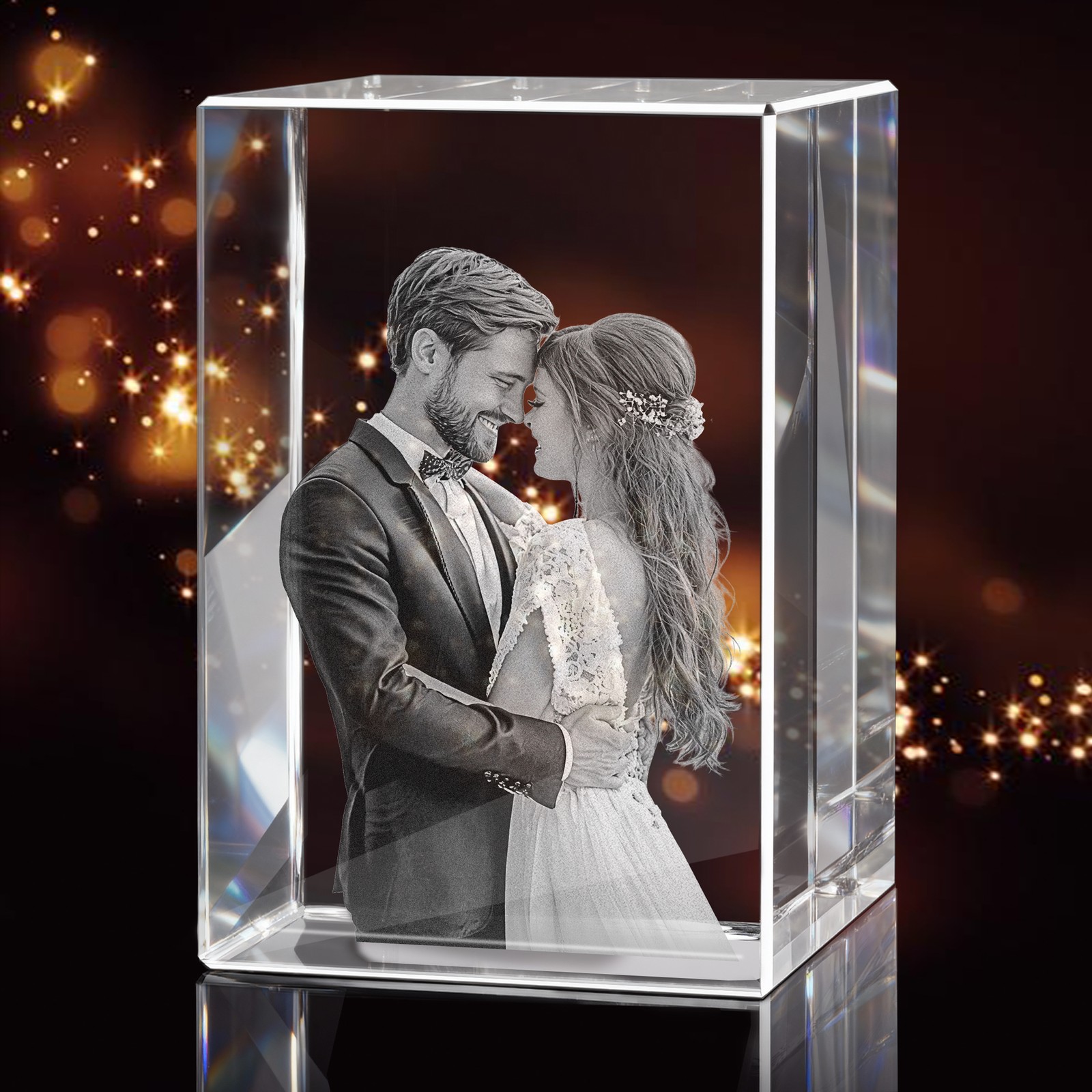 Personalized 3D Crystal Photo Gift, Custom Laser Engraved Crystal Block, Wedding Personalized 3D Crystal Photo Gift, Custom Laser Engraved Crystal Block, Wedding