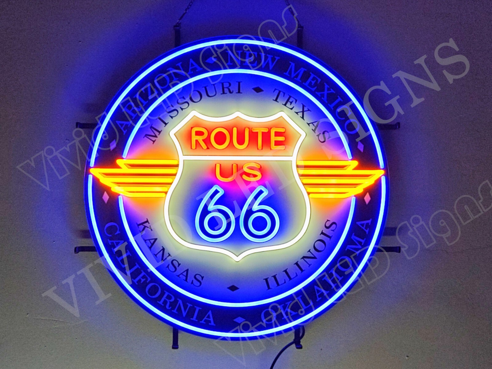 Route 66 US Highway Mother Road 24" Vivid LED Neon Sign Light Lamp With Dimmer Route 66 US Highway Mother Road 24" Vivid LED Neon Sign Light Lamp With Dimmer
