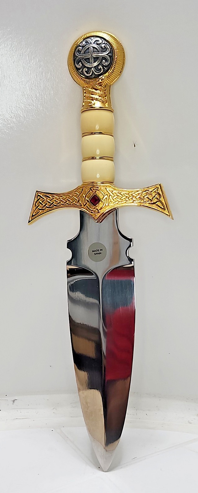 Claymore Highlander Dagger Gold by Marto of Toledo Spain Red Stone 14”  [47]