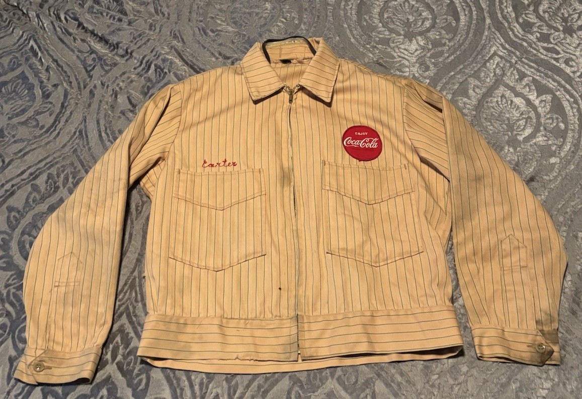Vintage Master Prest Coca Cola Uniform Zip Up Jacket Pinstripe Patch Workwear Vintage Master Prest Coca Cola Uniform Zip Up Jacket Pinstripe Patch Workwear