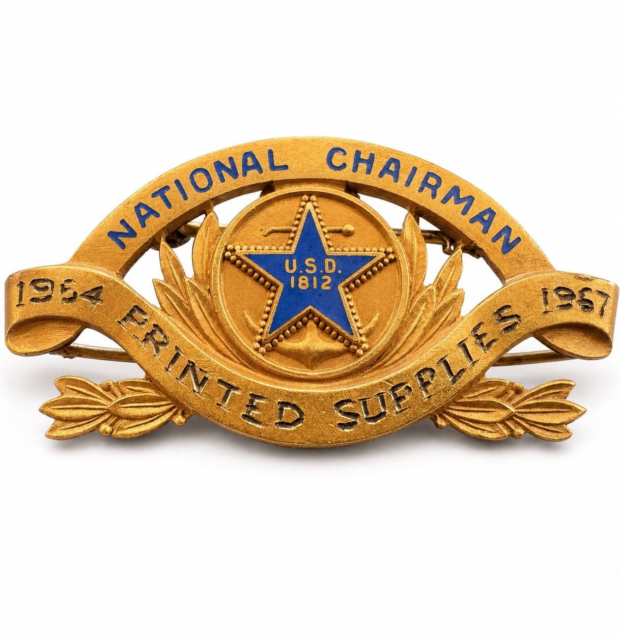 RARE 1954-1957 USD 1812 NATIONAL CHAIRMAN PRINTED SUPPLIES 14K GOLD FILL PIN USA RARE 1954-1957 USD 1812 NATIONAL CHAIRMAN PRINTED SUPPLIES 14K GOLD FILL PIN USA