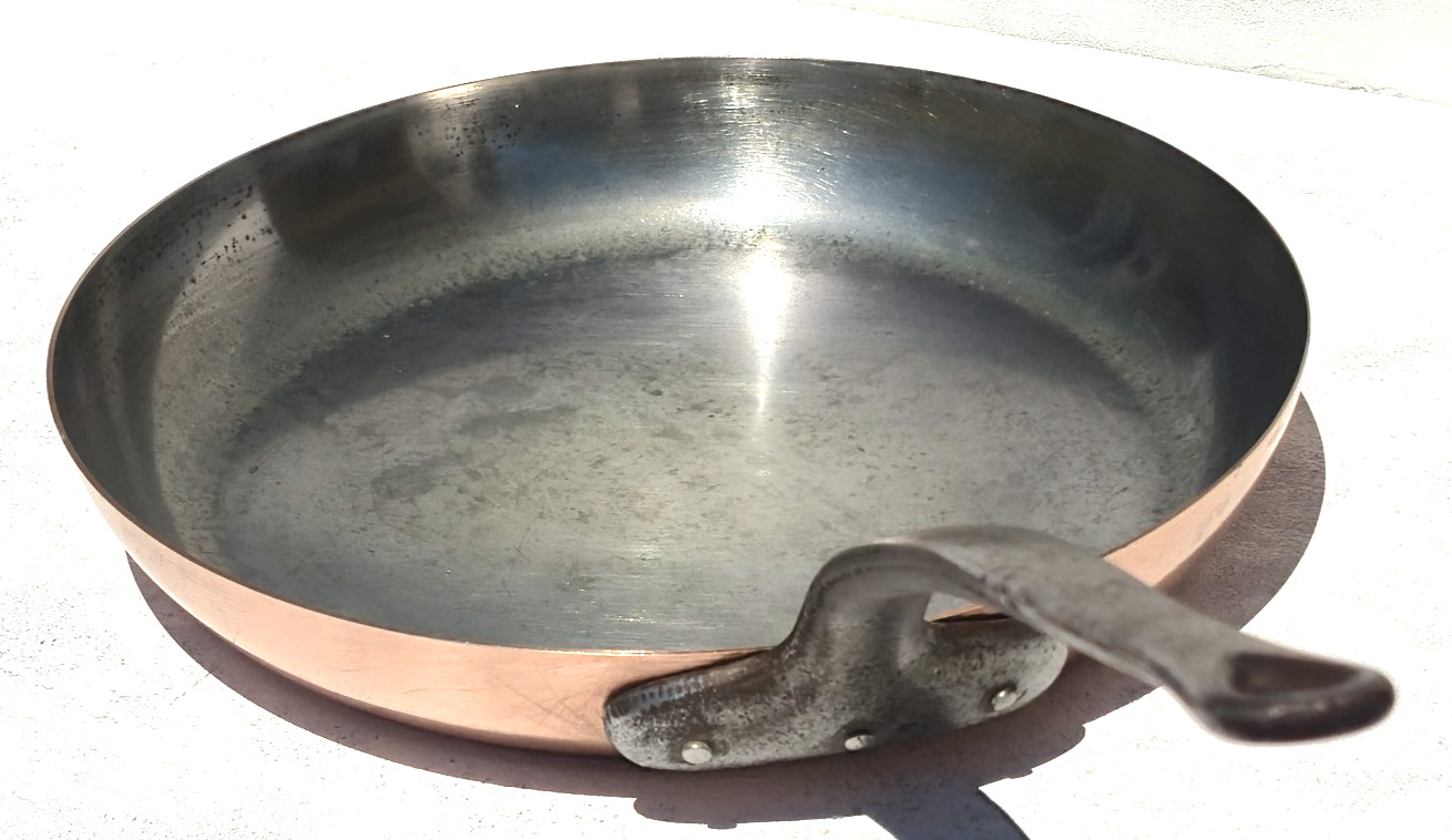 Vintage 12.8inch Copper Frying Pan Marked Made in France Tin Lining 5.5lbs 1.5mm Vintage 12.8inch Copper Frying Pan Marked Made in France Tin Lining 5.5lbs 1.5mm