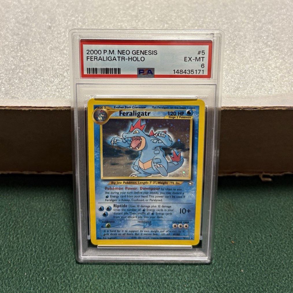 Pokémon TCG: 2000 Neo Genesis Feraligatr Holo #5/111 PSA 6 EX-MT. Pokémon TCG: 2000 Neo Genesis Feraligatr Holo #5/111 PSA 6 EX-MT.