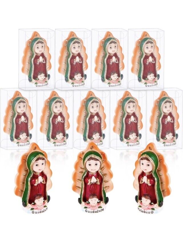 15 Pieces Our Lady of Guadalupe Baby Figurine Statue Resin Recuerdos De Bautizo