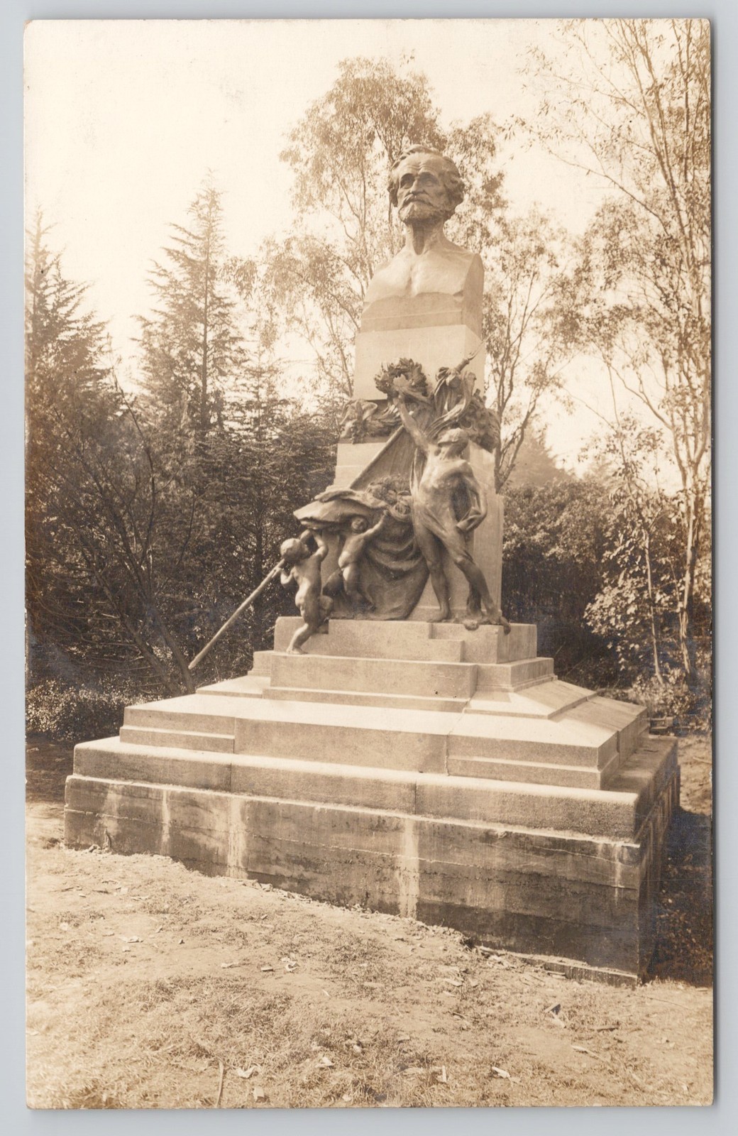 Giuseppe Verdi Monument Golden Gate Park San Francisco 1914 RPPC Postcard