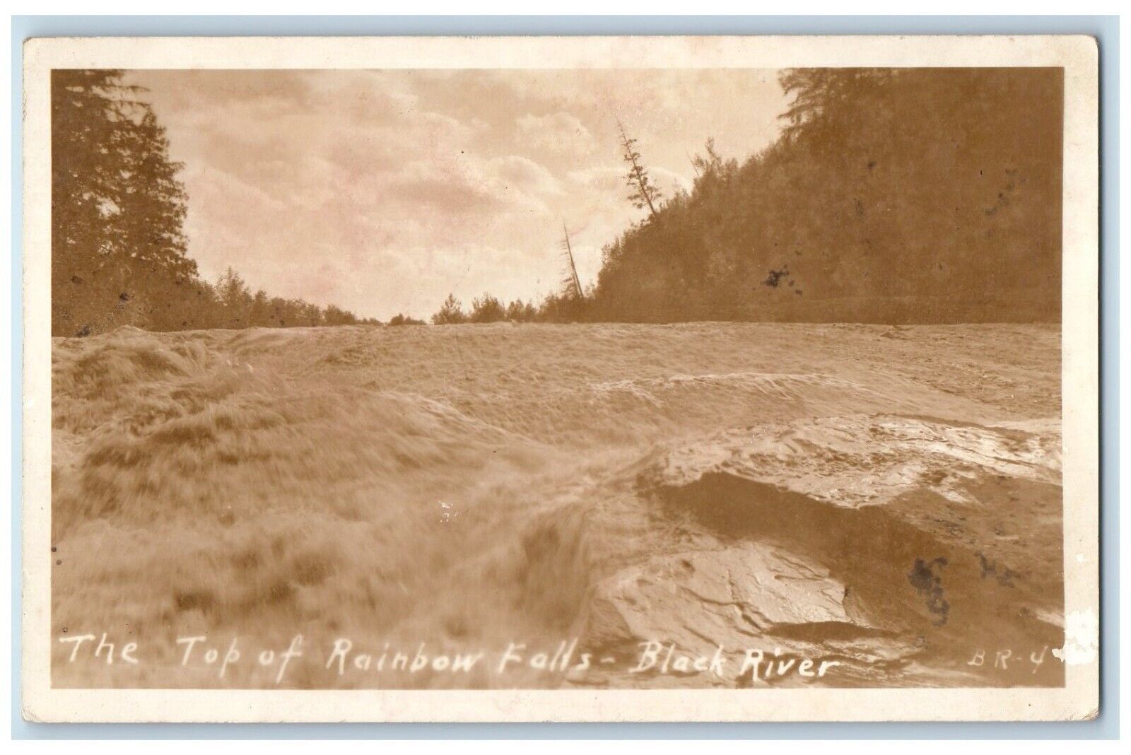 c1930's The Top Of Rainbow Falls Black River Ironwood MI RPPC Photo Postcard