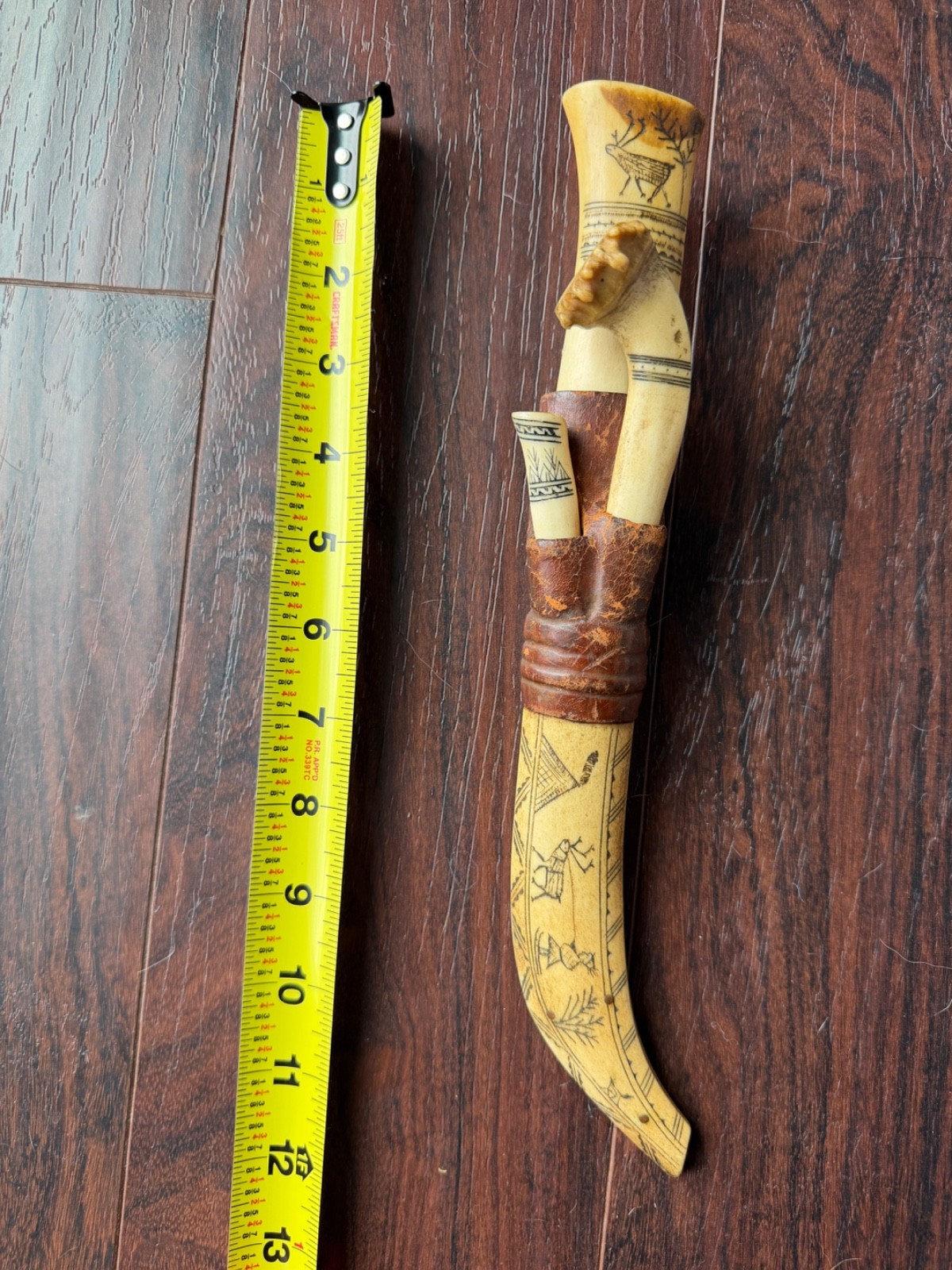 Vintage Sami Lapland 3 Knife Set Carved Antler Sheath Scandinavian Folk Art Vintage Sami Lapland 3 Knife Set Carved Antler Sheath Scandinavian Folk Art