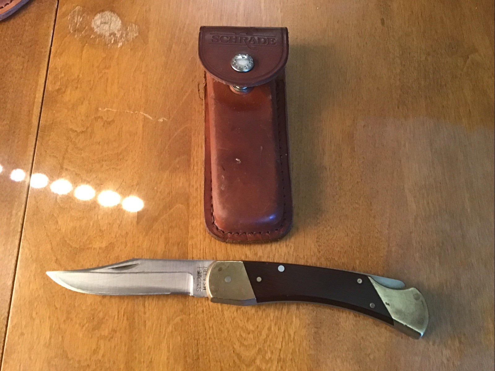 Vintage Schrade USA LB7 Lockback Folding Knife And Sheath Vintage Schrade USA LB7 Lockback Folding Knife And Sheath