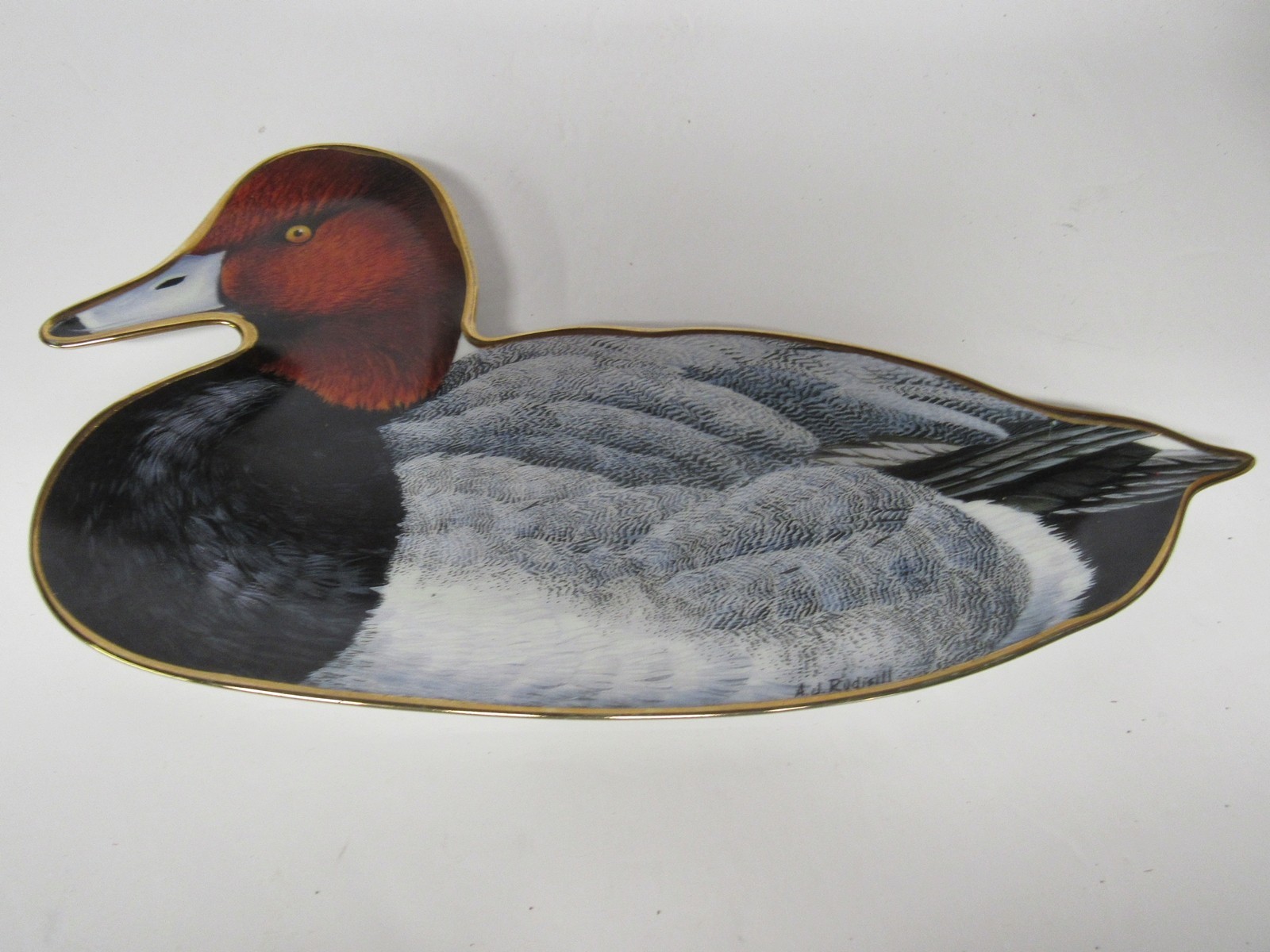 Vintage Red Head Duck by A.J. Rudisill Fine Porcelain Trinket Dish Wall Decor Vintage Red Head Duck by A.J. Rudisill Fine Porcelain Trinket Dish Wall Decor