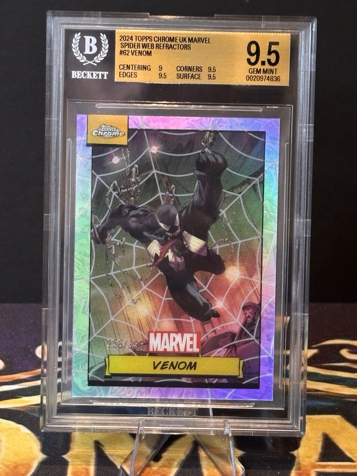 2024 Topps Marvel Chrome Venom Web Refractor /399 Gem Mint BGS 9.5 1st Chrome 2024 Topps Marvel Chrome Venom Web Refractor /399 Gem Mint BGS 9.5 1st Chrome