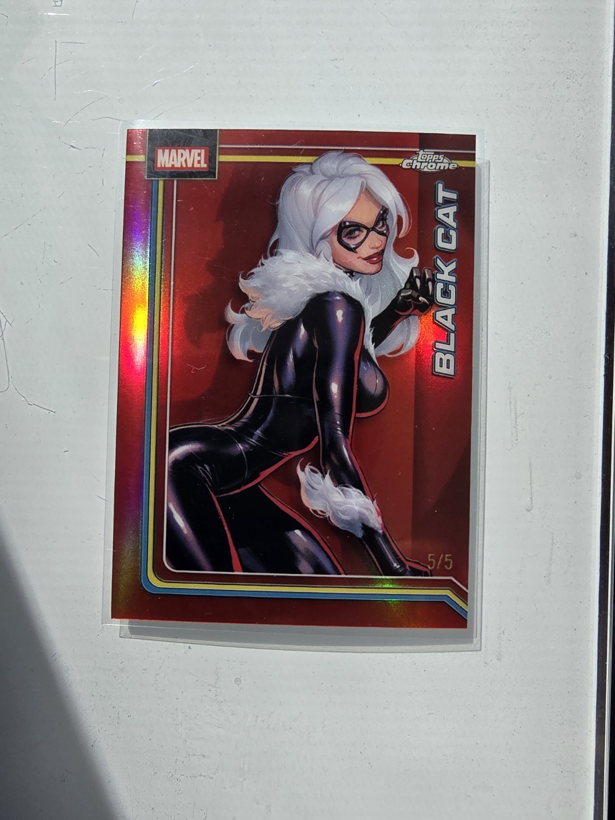 2026 Topps Marvel Chrome BLACK CAT Red Refractor 5/5 OMEGA BOOKEND SP 