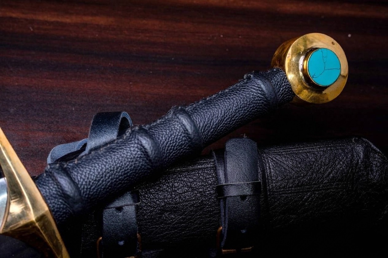 Hand Forged Medieval Knight Sword Stainless Steel Replica, Brass Style Hilt