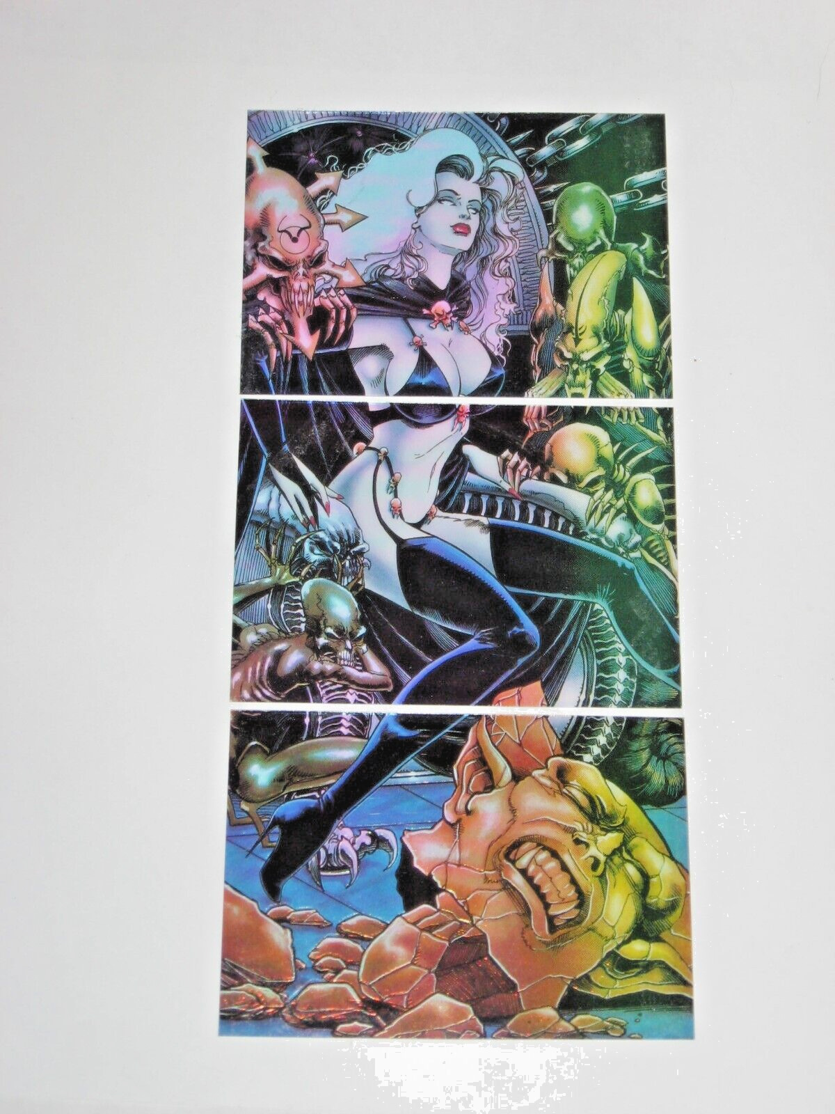 1995 LADY DEATH ALL-CHROMIUM SERIES 2 INSERT CLEARCHROME TRYPTIC 3 Card Set