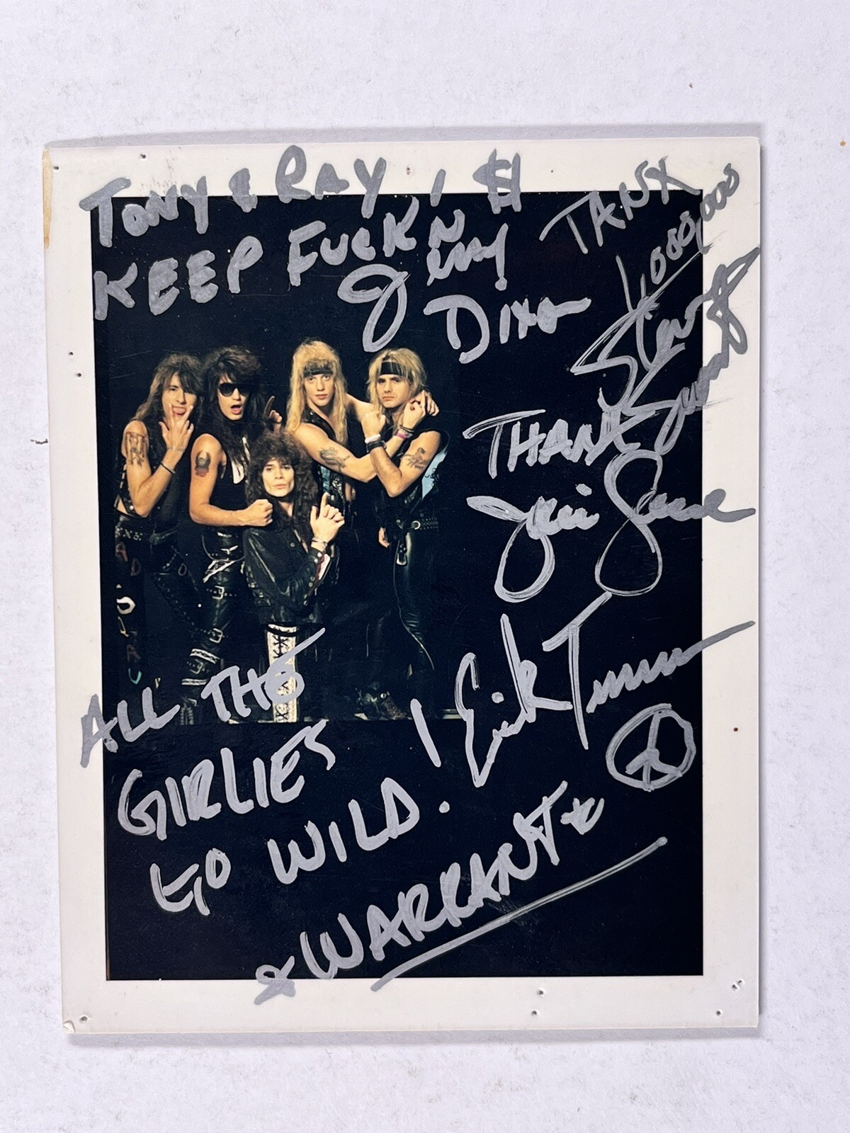 Warrant Hand Signed Polaroid Photo Jerry Dixon Erik turner Original Circa 1990s