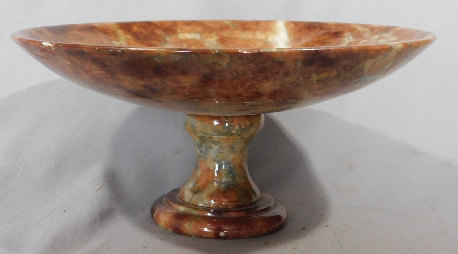 Antique Italian Rouge Marble Tazza Footed Compote Bowl Calcite Onyx c1900 13.5"