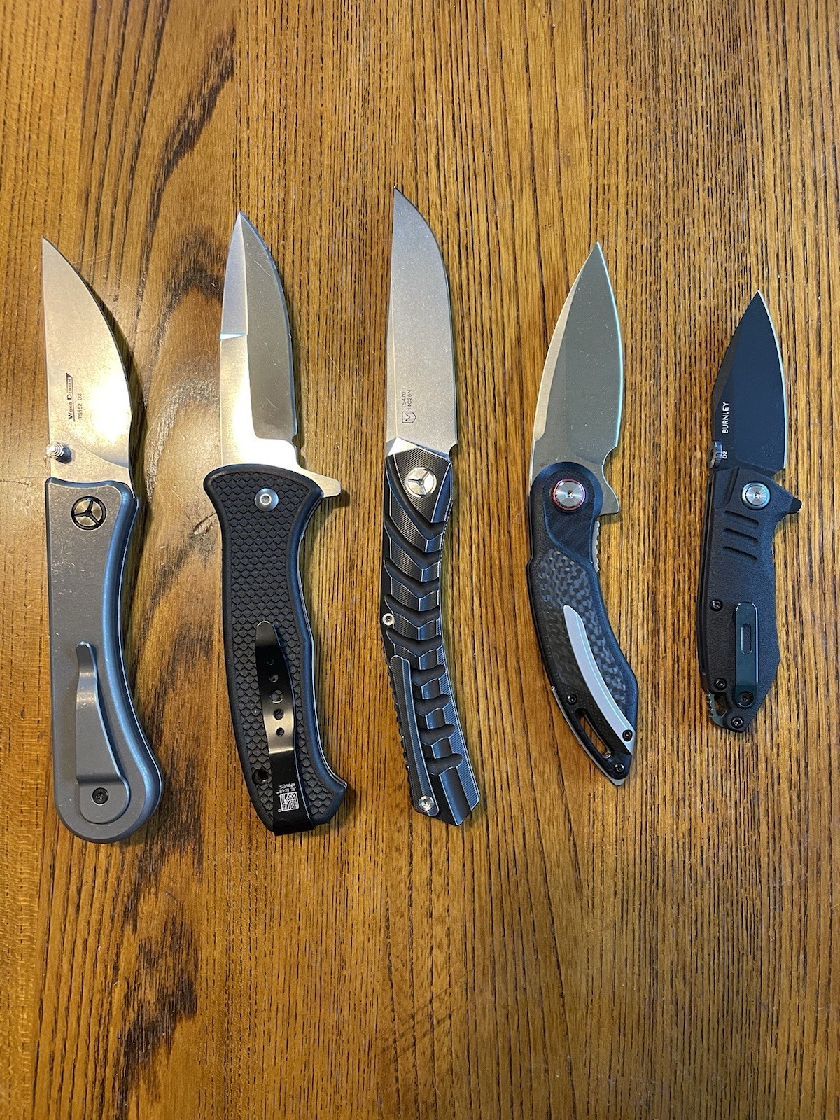 Lot of 5 Folding Pocketknives Stainless Steel, Liner Lock, Drop Point/Tanto
