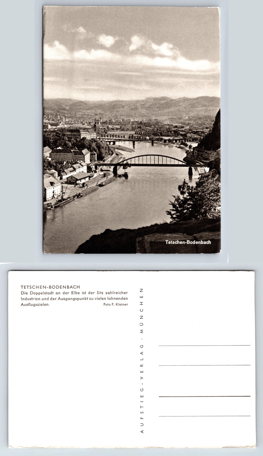 Tetschen-Bodenbach Postcard Vintage Black and White River View Photo Card Tetschen-Bodenbach Postcard Vintage Black and White River View Photo Card