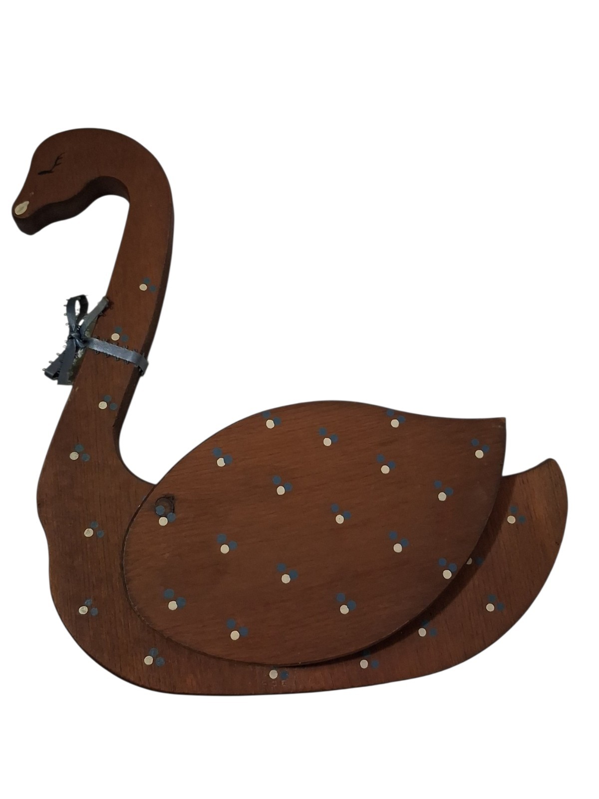 Vintage 1980s Home Interiors Hanging Wooden Polka Dot Goose Swan Wall Pocket Vintage 1980s Home Interiors Hanging Wooden Polka Dot Goose Swan Wall Pocket