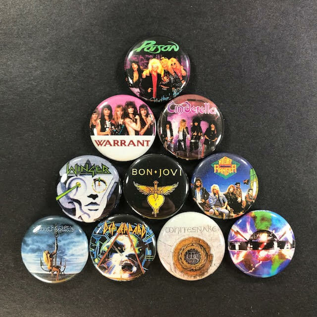 Glam Metal 1" Button Pin Set Hair Heavy Rock Poison Warrant Cinderella Winger Glam Metal 1" Button Pin Set Hair Heavy Rock Poison Warrant Cinderella Winger