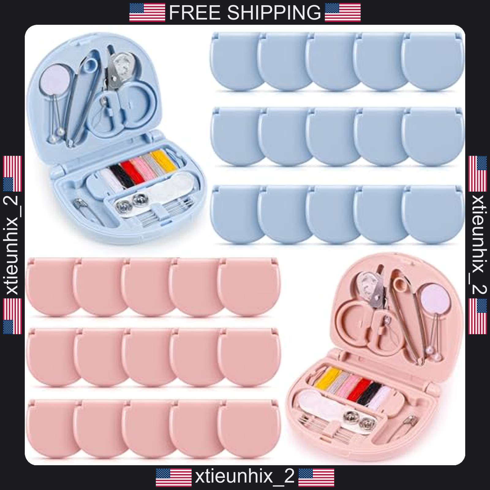 Travel Sewing Kit 10 Pcs Portable Emergency Needle & Thread Set in Pink & Blue Travel Sewing Kit 10 Pcs Portable Emergency Needle & Thread Set in Pink & Blue