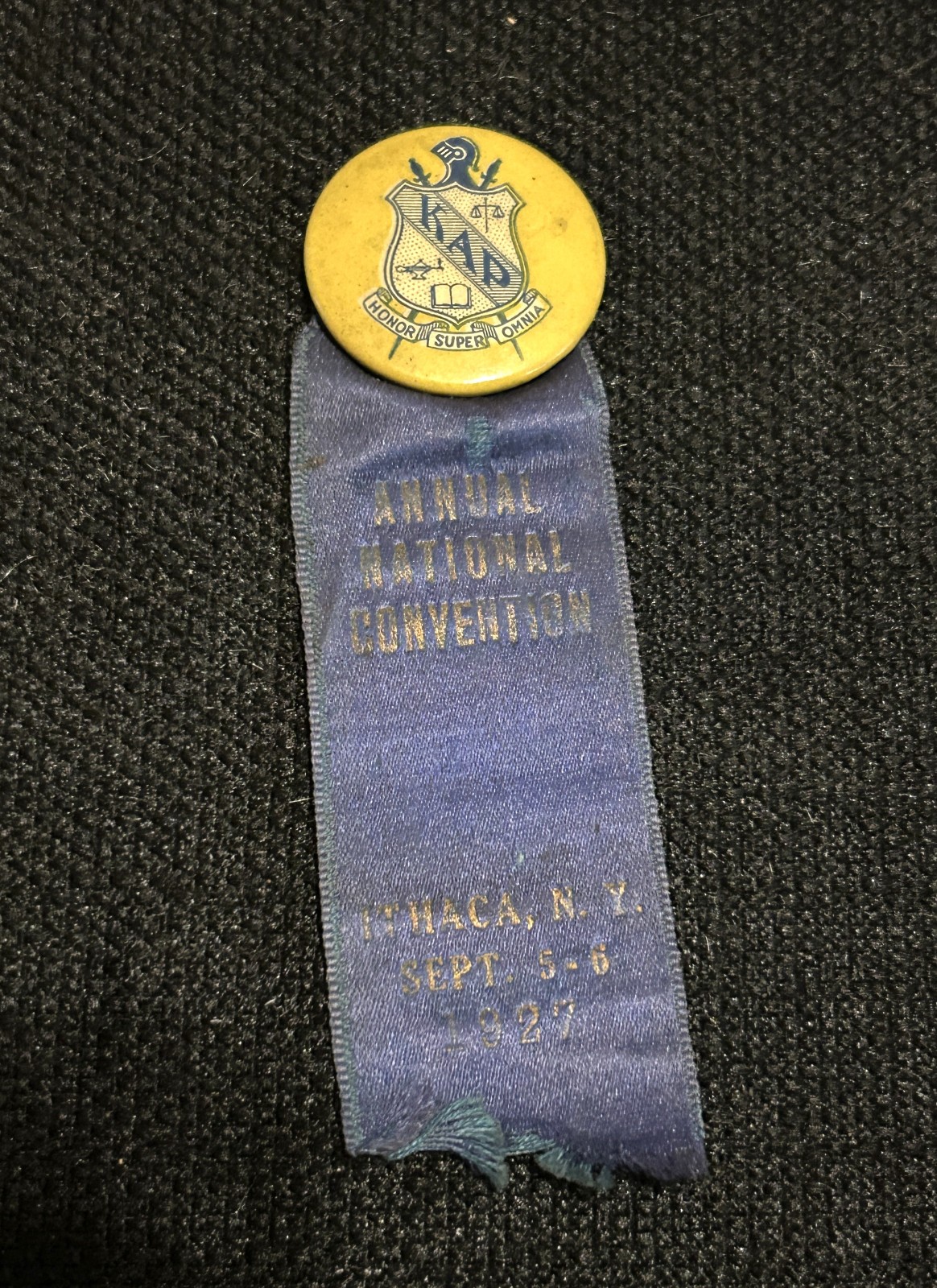 ANTIQUE Kappa Delta Rho fraternity 1927 National Convention pin-back ribbon OLD ANTIQUE Kappa Delta Rho fraternity 1927 National Convention pin-back ribbon OLD