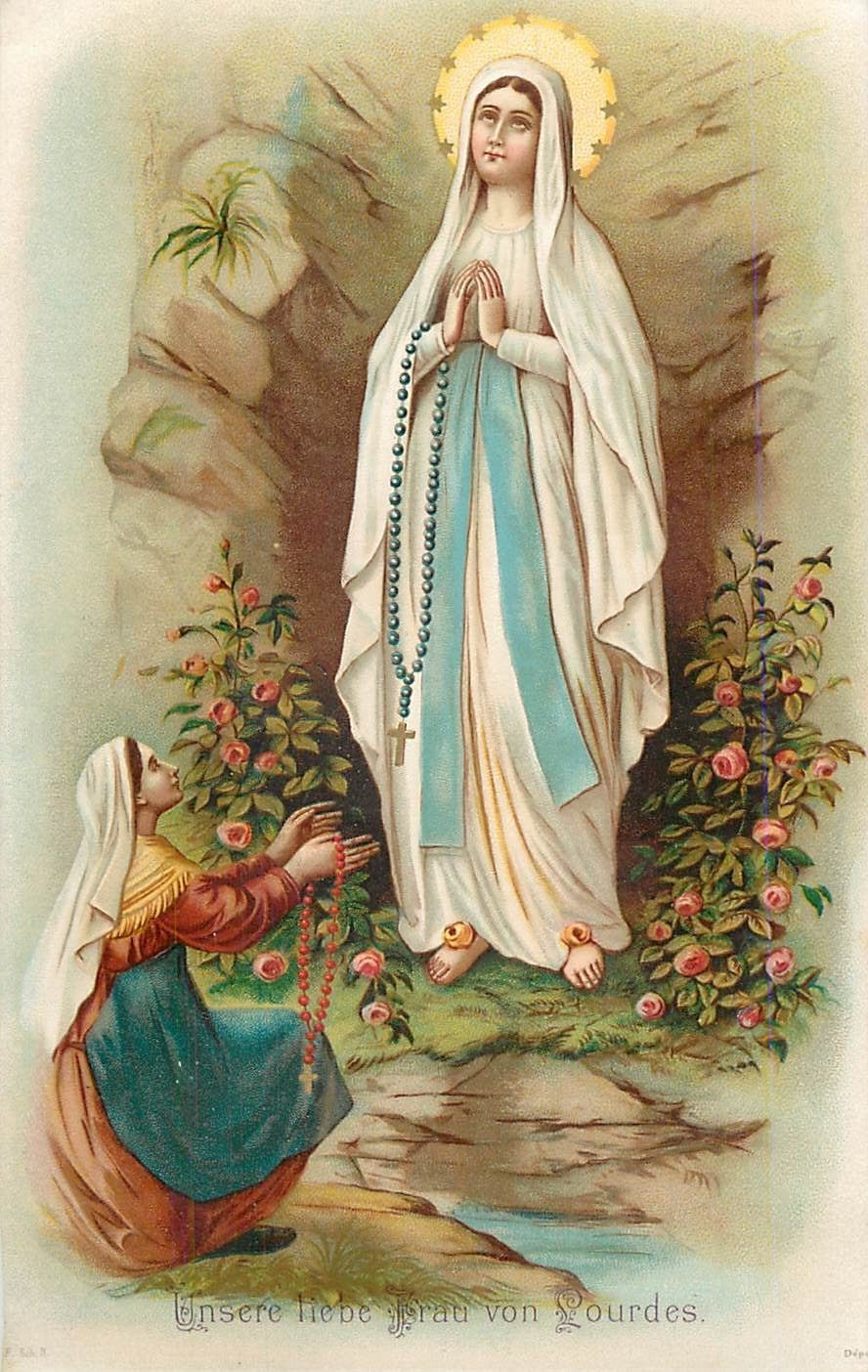 BB002 Religious antique chromo image - Our Lady of Lourdes BB002 Religious antique chromo image - Our Lady of Lourdes