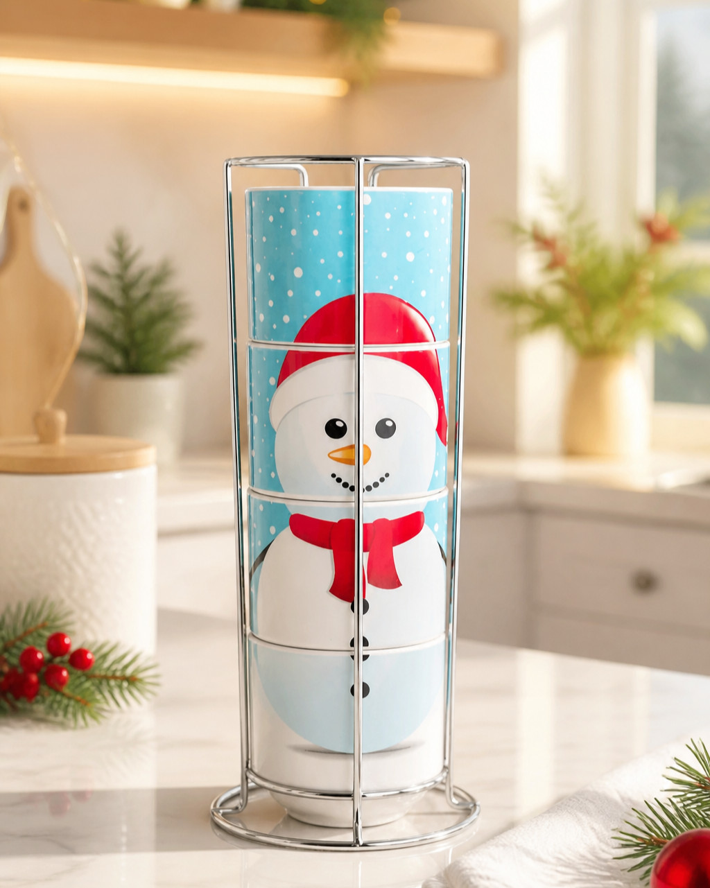 New Adorable Stackable Snowman Ceramic Mugs New Adorable Stackable Snowman Ceramic Mugs