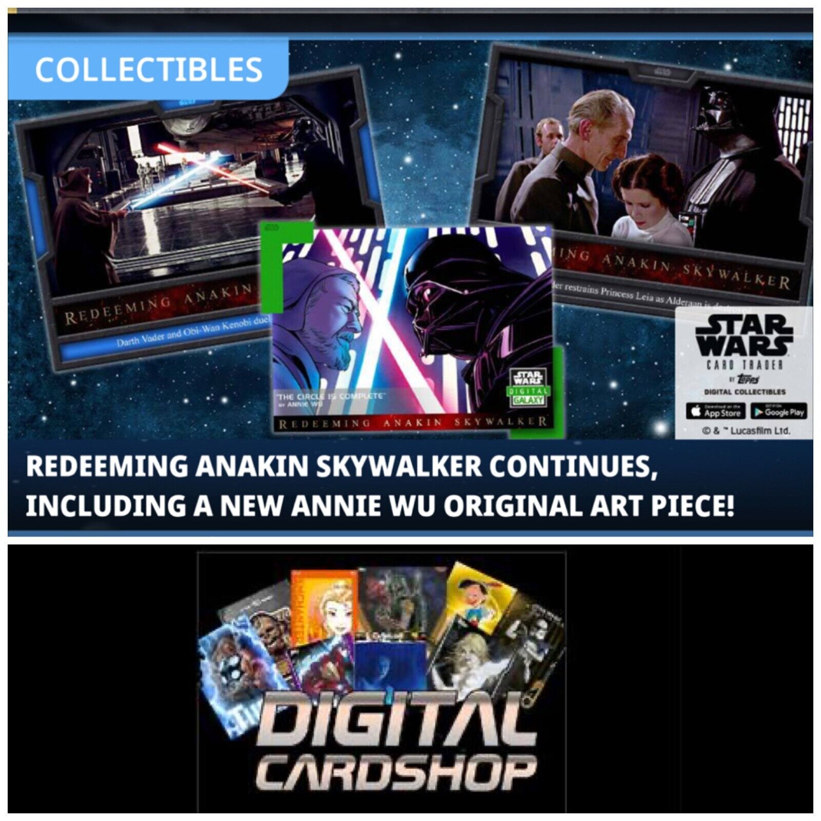 Topps Star Wars Card Trader Redeeming Anakin Skywalker September Green Blue Set