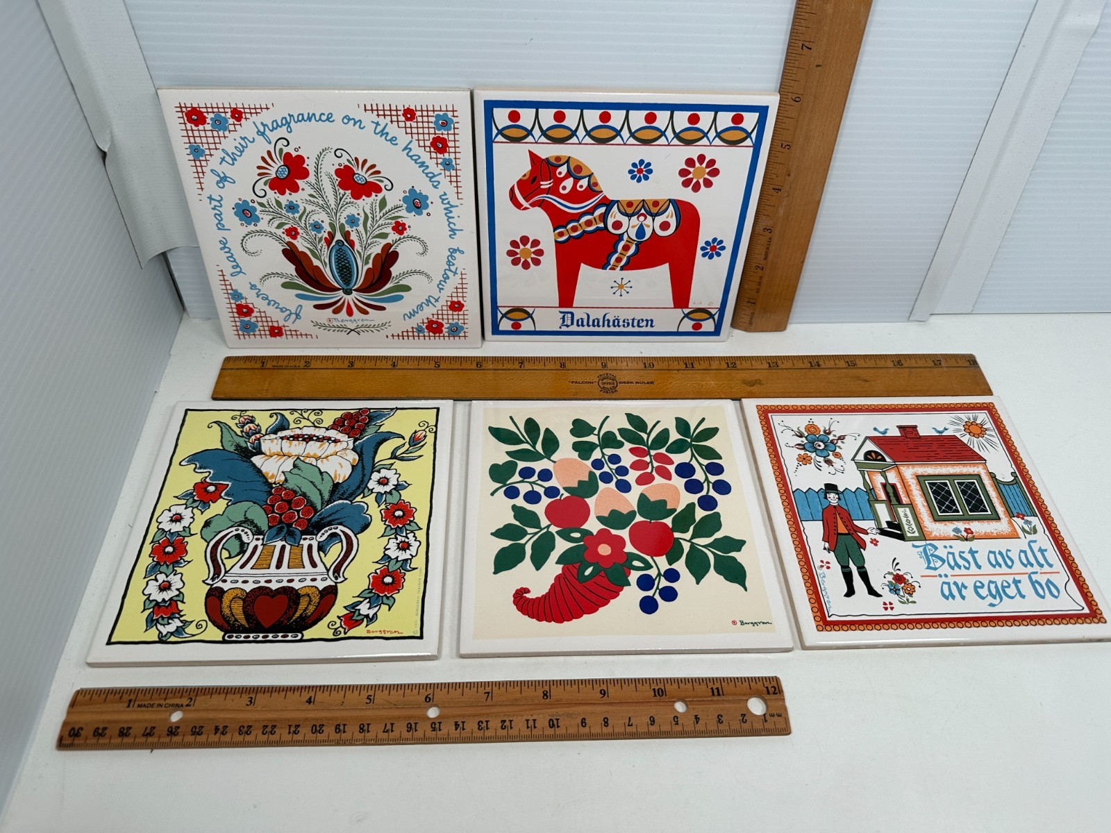 5 Vintage Swedish Design Ceramic Tile Berggren R/R Flowers 157 31 Bast av alt 5 Vintage Swedish Design Ceramic Tile Berggren R/R Flowers 157 31 Bast av alt
