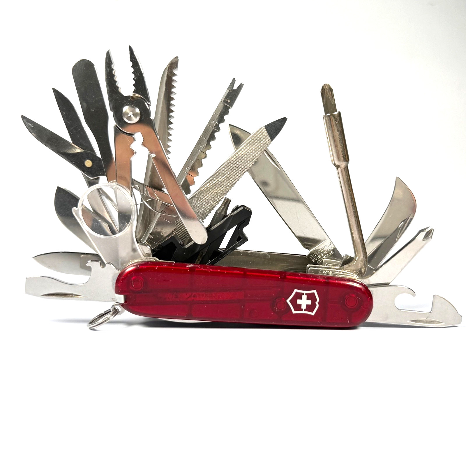 Victorinox SwissChamp XLT 91mm – 49 Functions – Translucent Red – Excellent Victorinox SwissChamp XLT 91mm – 49 Functions – Translucent Red – Excellent