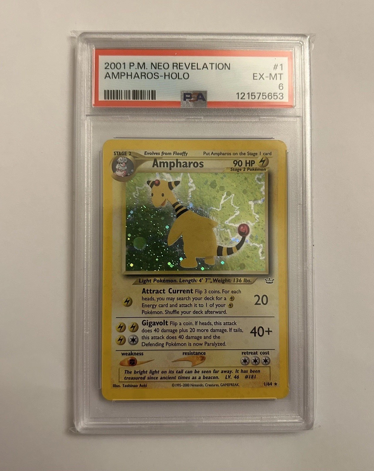 2001 Pokemon Neo Revelation - #1 Ampharos Holo - PSA 6 Pokemon TCG 2001 Pokemon Neo Revelation - #1 Ampharos Holo - PSA 6 Pokemon TCG